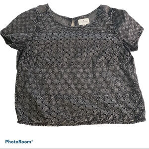 American Eagle Denim Short Sleeve black  denim top